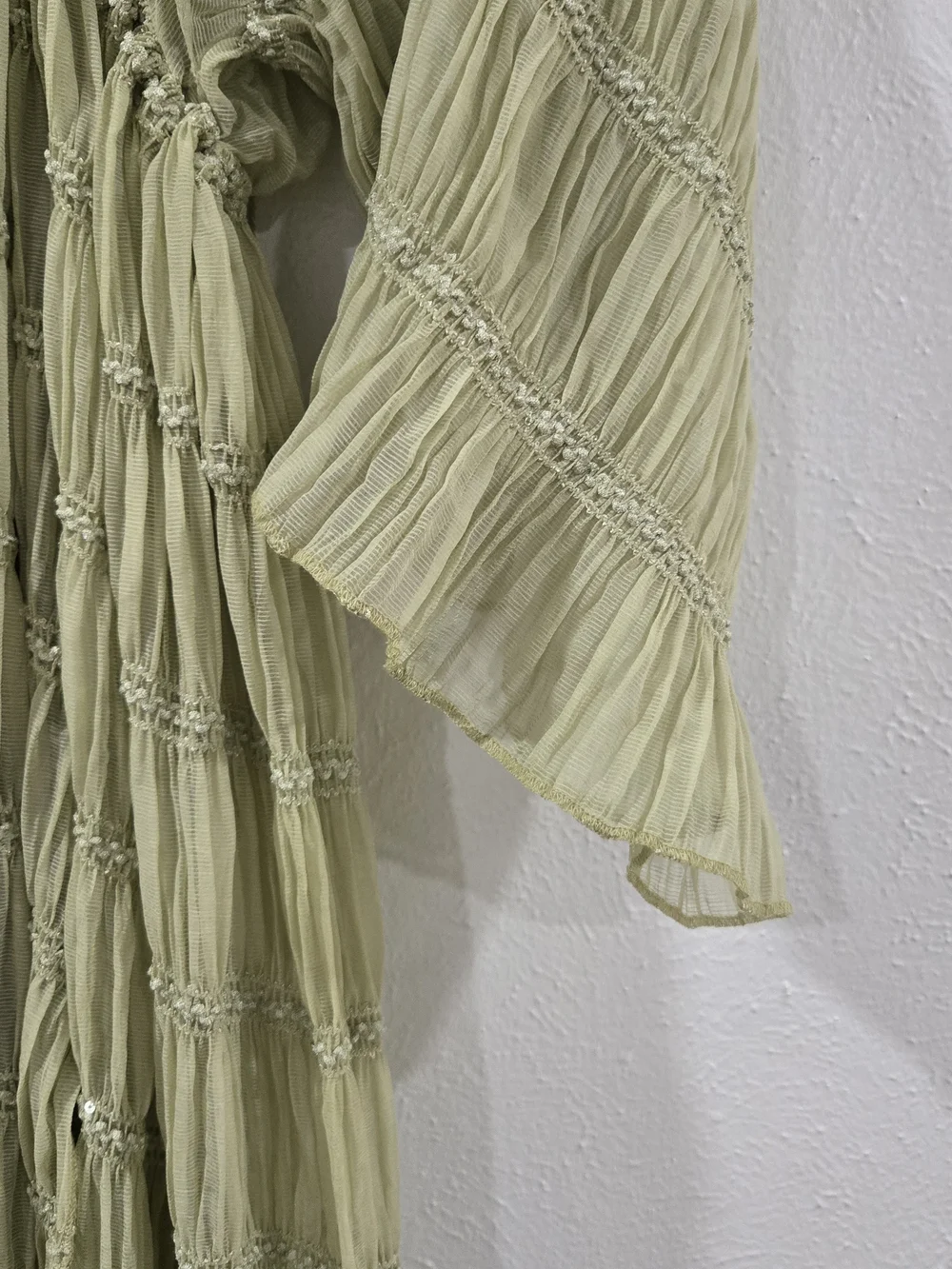 Flowy Sage Green Pleated Maxi Dress - Picture 6 of 12